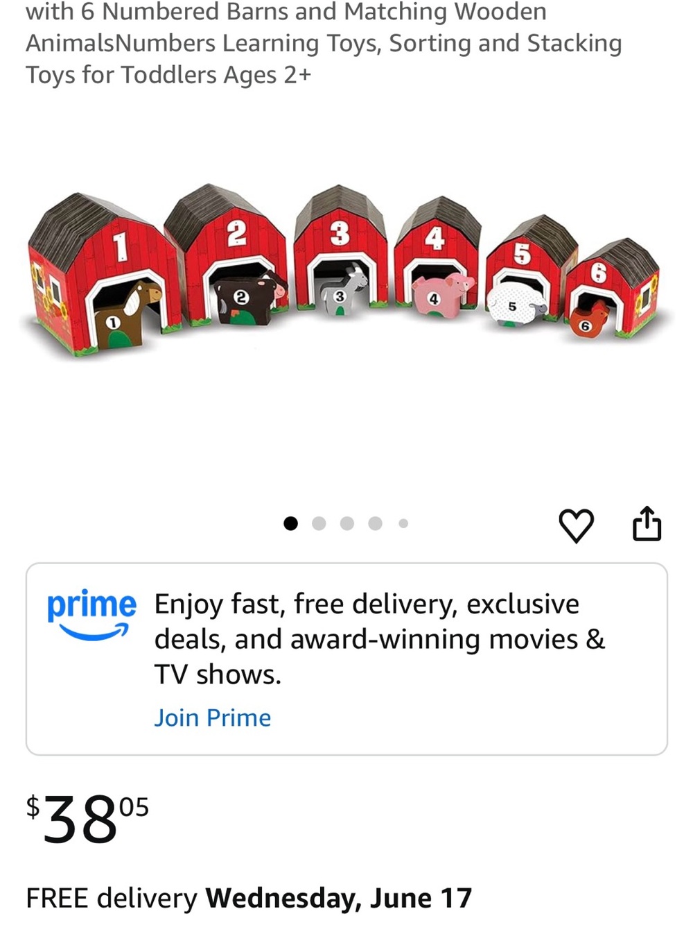 Melissa & Doug Red Numbered Barns with Colorful Wooden Animals
